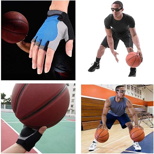 Miniatura 7 de Asistentes de entrenamiento de habilidades de básquetbol, 1 juego de gafas de baloncesto y guantes antiadherentes para entrenamiento de dedos para