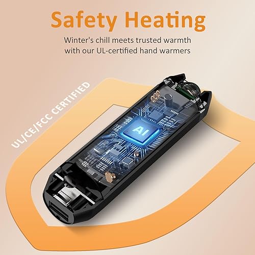 Miniatura 5 de Calentadores de manos magnéticos 3 en 1 recargable, paquete de 2, calentador de manos eléctrico portátil de 10000 mAh, chips inteligentes AI de 18