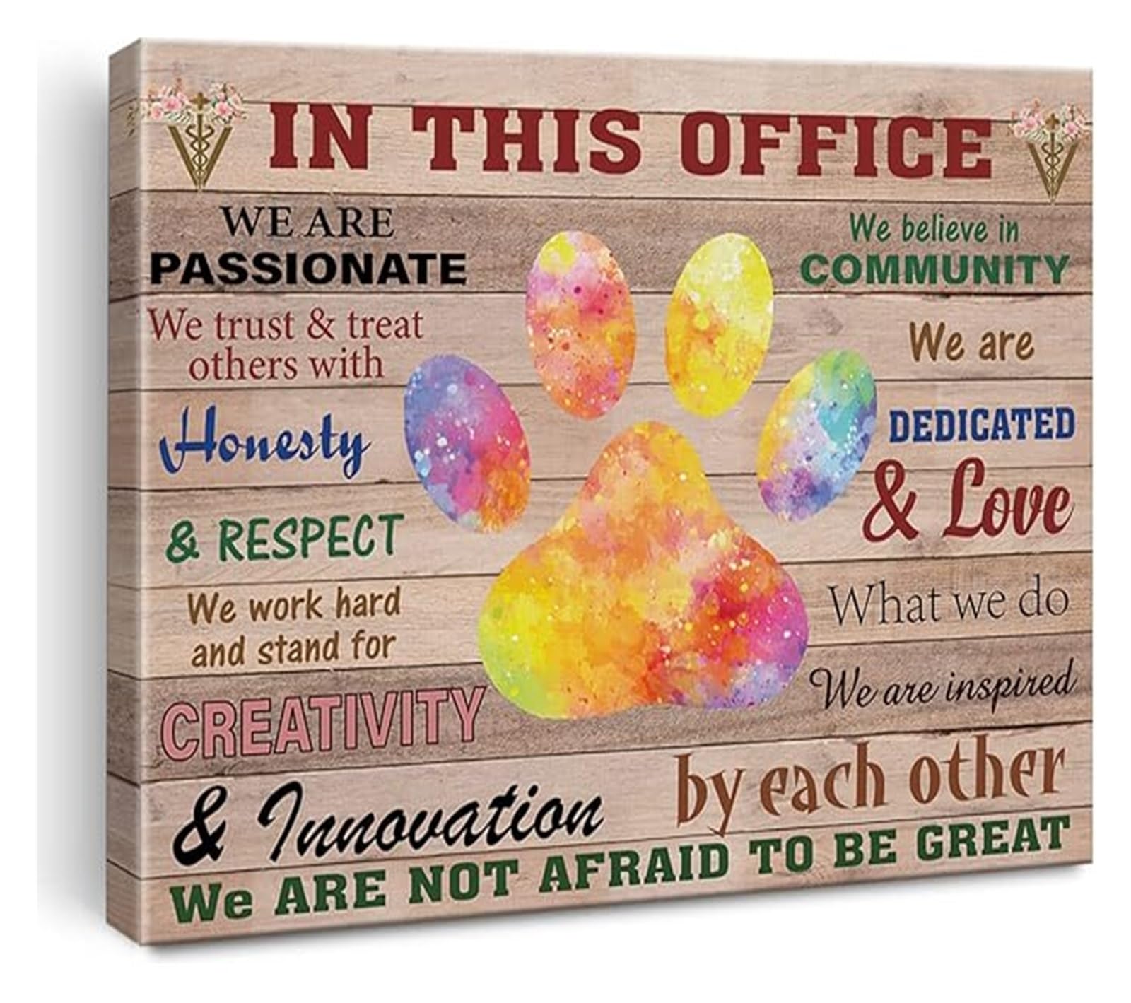LLBOGRGGN Veterinary Motivational Wall-Art In This Veterinary Office Quote Print for Animal Lover Decor(Framed,08x12inch(20x30cm))
