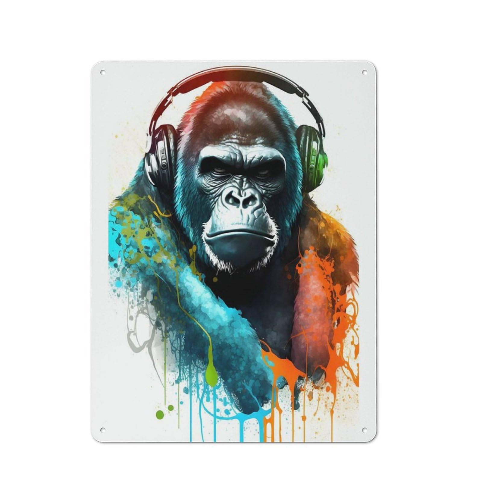 Gorilla Music Painting Vintage Tin Sign 40x30cm for Lounge Or Reading Corner, for Reading Corner Decorators
