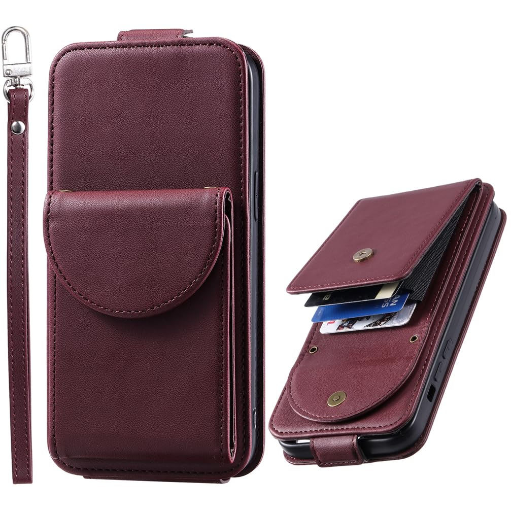 Custodia In Pelle AKABEILA Per Realme 8 Pro – Portafoglio A Libretto Con Chiusura Magnetica E Slot Per Carte – Marrone Chiaro - 5