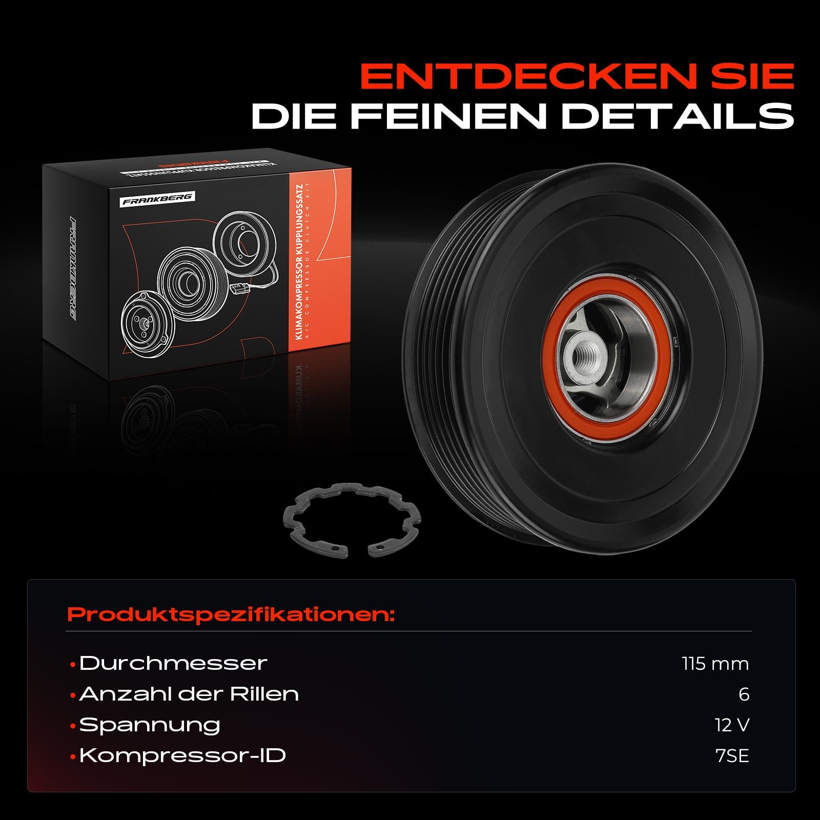 Frankberg 1x Klimakupplung Kompatibel mit 1er E81 130 3er E90 323 325 330 5er E60 523-545 6er E63 630 645 650 7er E65 E66 E67 730 740 750 Z4 Roadster E85 Replace# 64522147460
