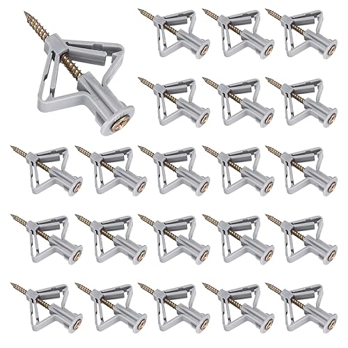 120 anclajes de pared y tornillos para paneles de yeso (60 x kit de anclaje para paneles de yeso, 60 x tornillos de pared huecos), anclajes de pared