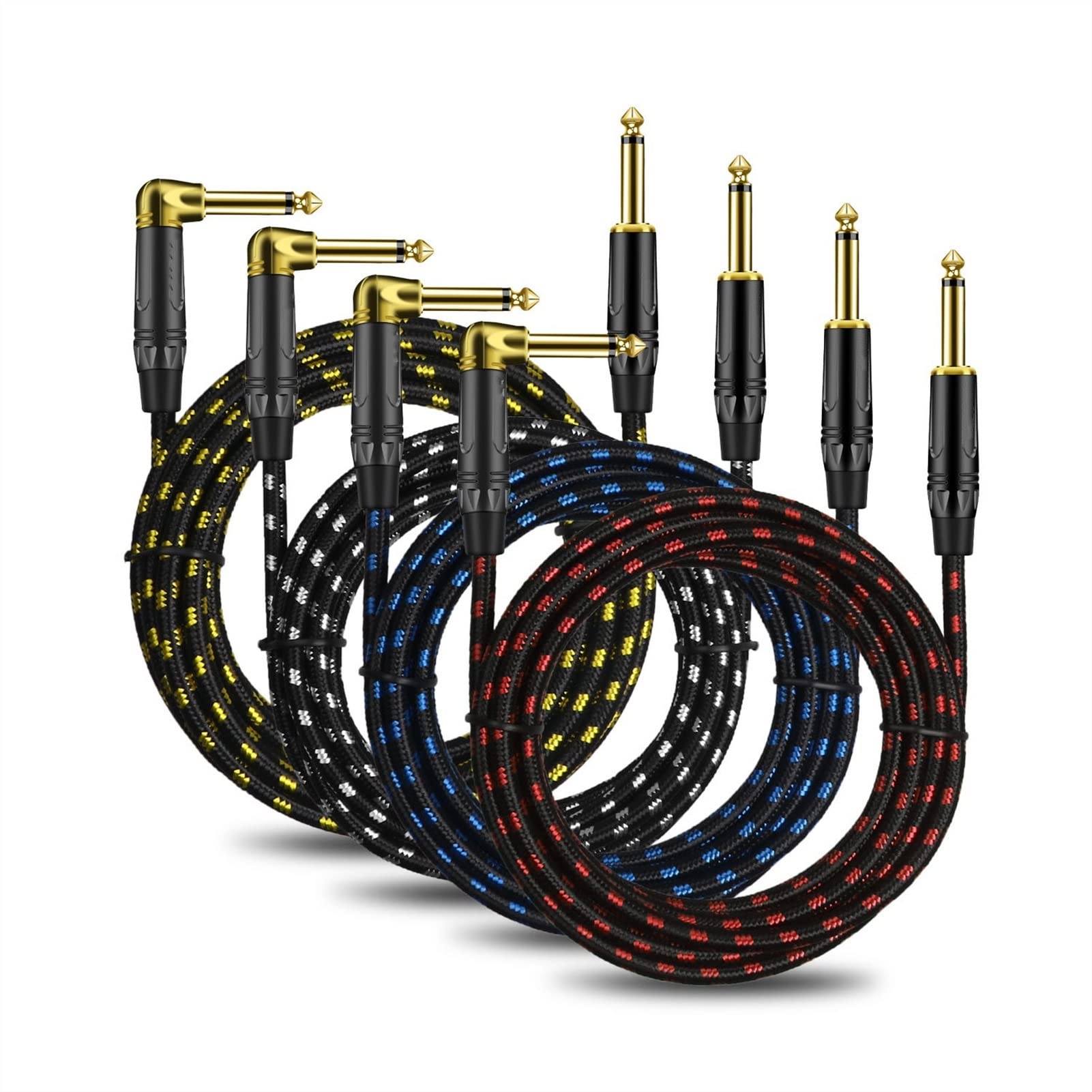 Gitarren instrumentenkabel 4 Pack 1/4 "(6,3 Mm) Männlich-männliche Mono 6,35mm Direkt Nach Rechts Abgewinkeltes Viertelgitarrekabel (Color : 3m)