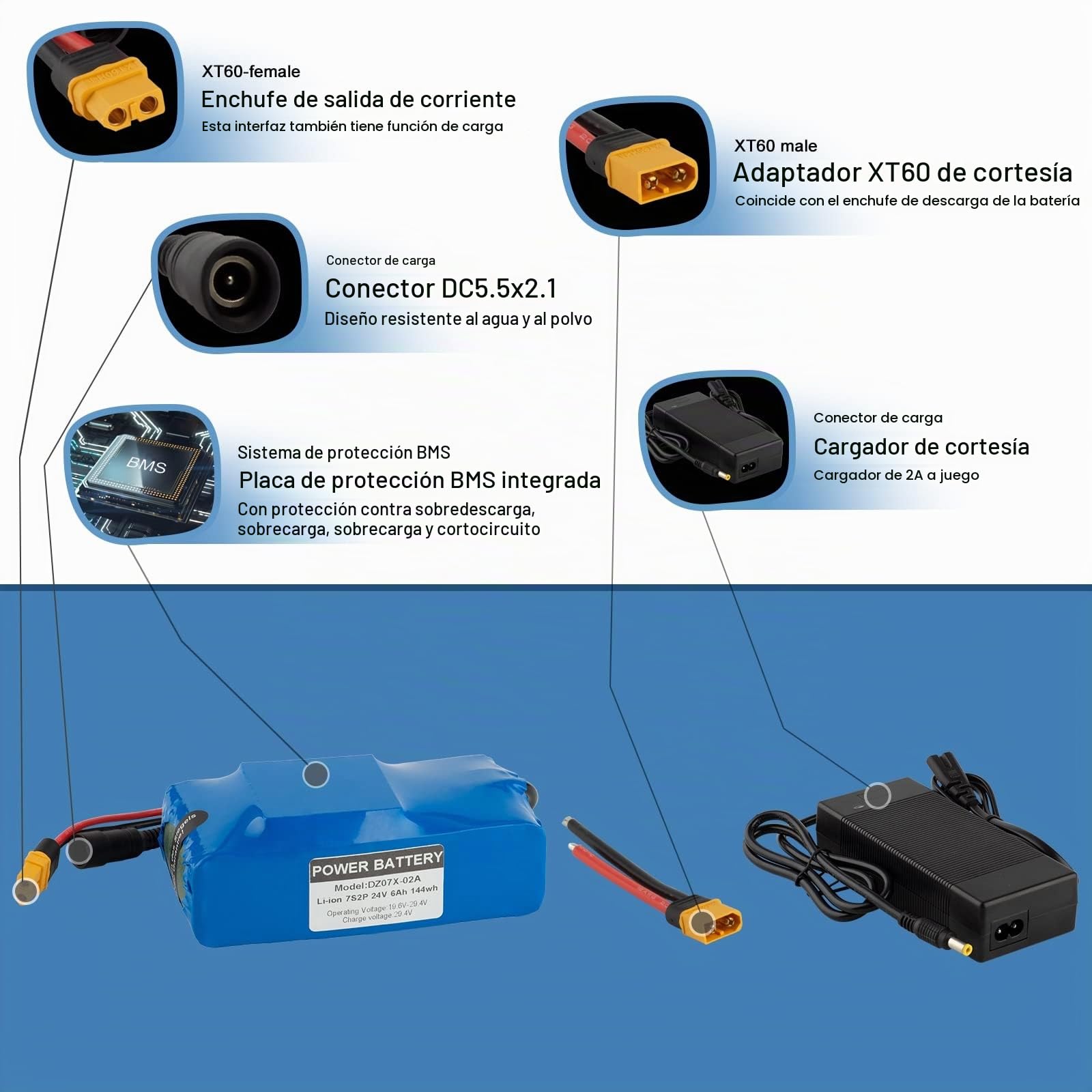 Batería de Bicicleta eléctrica 24V batería de Iones de Litio 6Ah 12Ah 9Ah con Cargador de 29,4V 200W-700W 250W 300W 350W 400W 500W se Puede Utilizar en Scooter, etc.