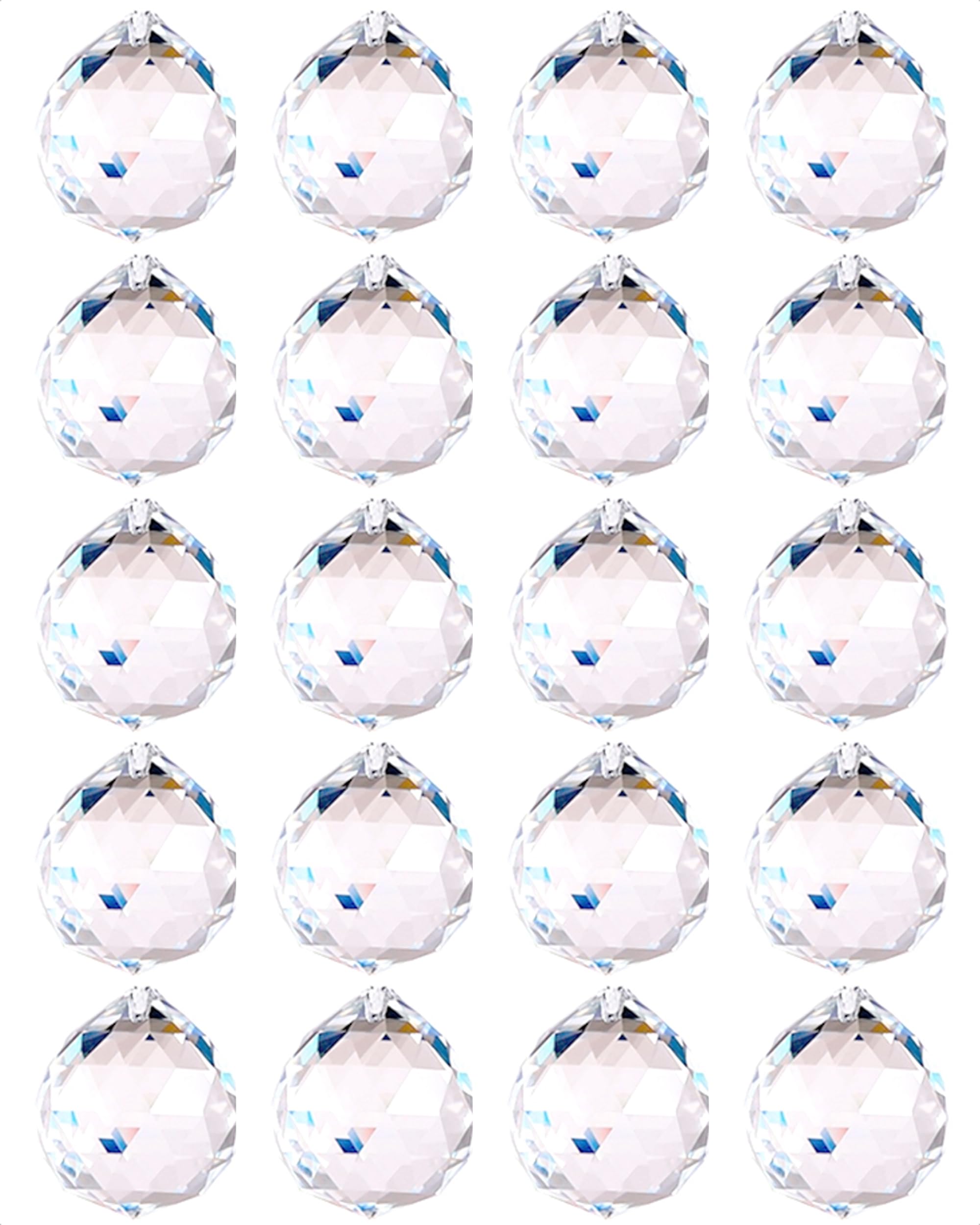 20 Pack Rainbow Prism Suncatcher, Crystal Ball Rainbow Maker Pendant, Ideal Decorative Hanging Crystals for Chandeliers, Windows & Gardens, 20mm