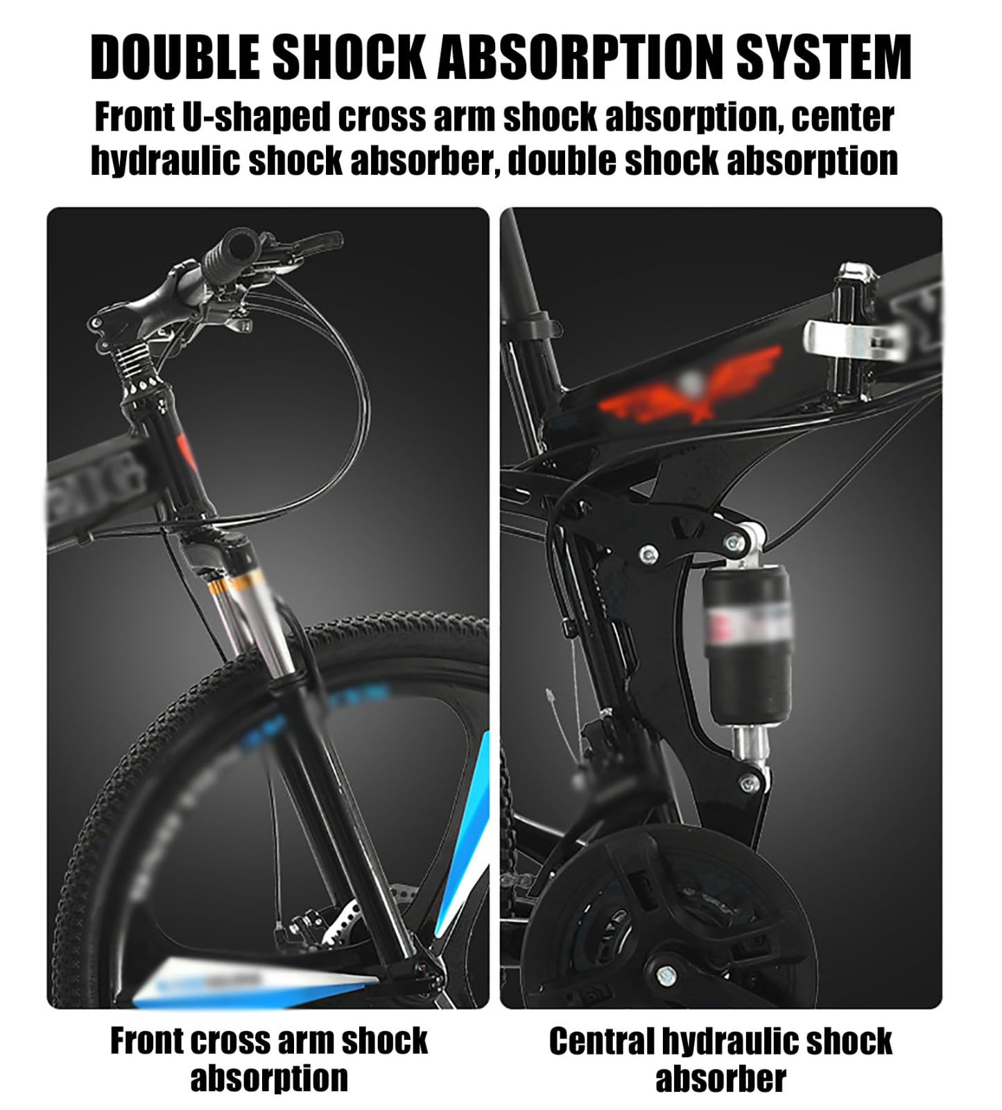 VTT Pliant 24 Ou 26 Pouces, 21 Vitesses, Cadre en Acier À Haute Teneur en Carbone, Roues À Six Lames, avec Double Suspension, Vélo Pliable pour Hommes Et Femmes