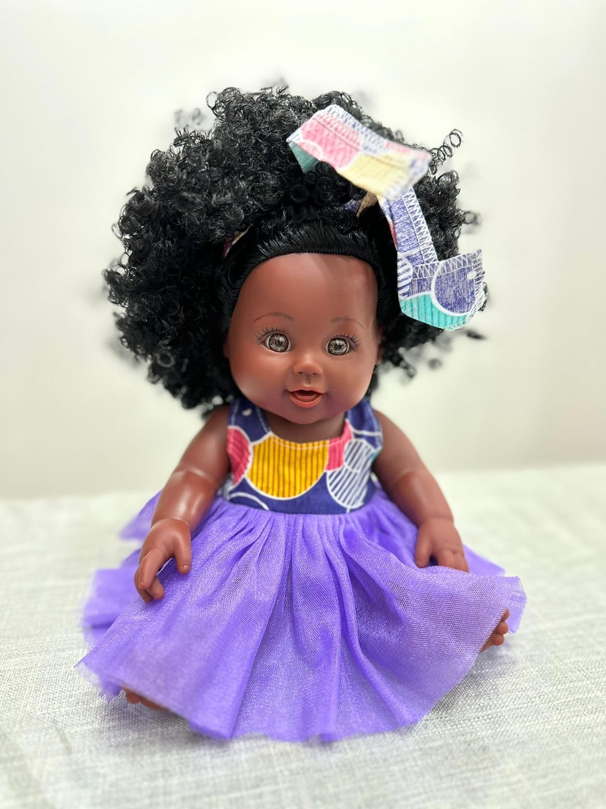 African American Reborn Baby Doll | Black Baby Doll | Light Weighted Soft American Doll | Dark Brown Skin | Realistic African Doll | Soft Weighted Body Dolls for Girls (purple dress)