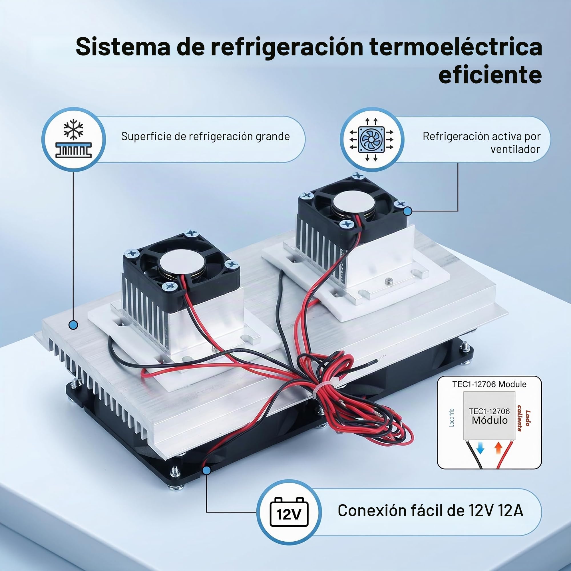 FTVOGUE Termoeléctrico Peltier Cooler Refrigeración Sistema de refrigeración Disipador de calor Módulo de conducción Semiconductor Refrigerador Refrigeración Sistema de refrigeración DIY, 12A 12V