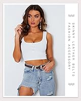 Vista 24 de SUOSDEY Cinturones ajustados occidentales de moda para mujer, cinturón de cuero ajustable para vestidos con hebilla vintage