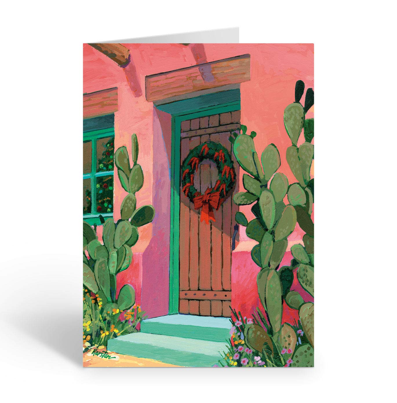 Stonehouse Collection | Southwest Home Christmas Card | Desert Holiday Card | Adobe Christmas Puerta| 18 Boxed Western Cards & Envelopes | USA Made