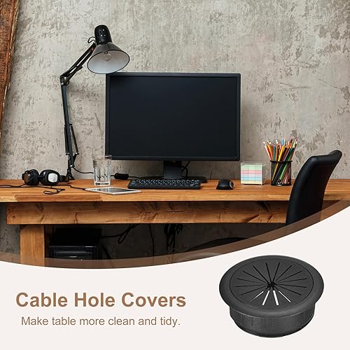 Miniatura 5 de uxcell 4 fundas para agujeros para cables, 2 pulgadas (1.969 in) de acrilonitrilo butadieno estireno (ABS) para oficina, computadora, escritorio,