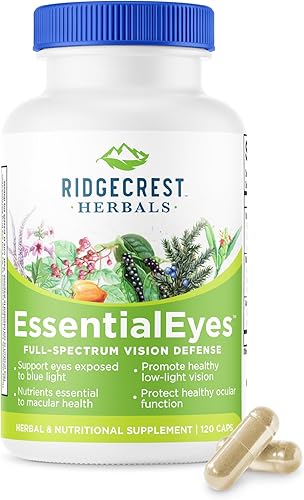 Ridgecrest Herbals EssentialEyes, suplementos vitamínicos naturales para los ojos, contiene luteína, zeaxantina, extracto de arándano, apoya la