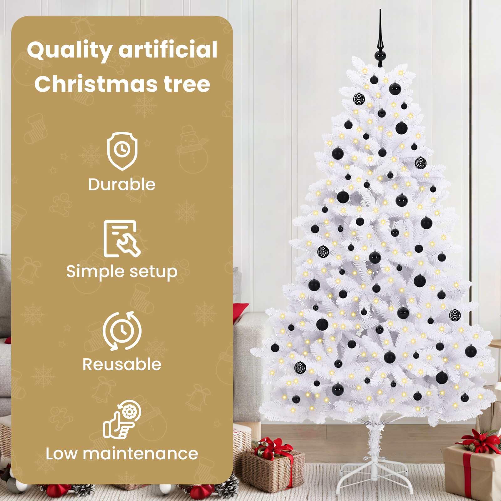 vidaXL Albero di Natale Artificiale con Rami Pieghevoli Bianco 210 cm