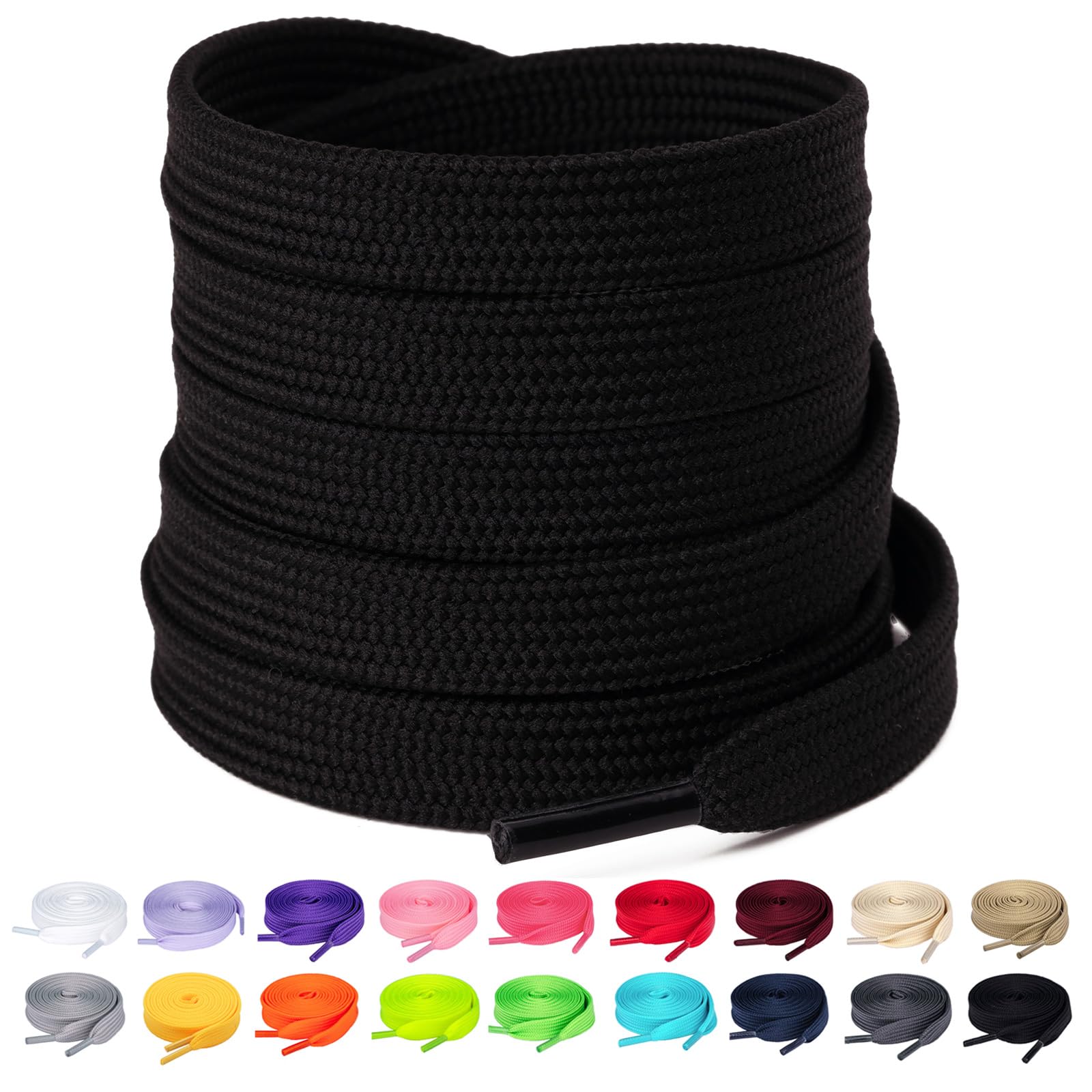 2/5" Flat Shoe Laces for Sneakers 29 Colors Shoelaces in 28" - 72"