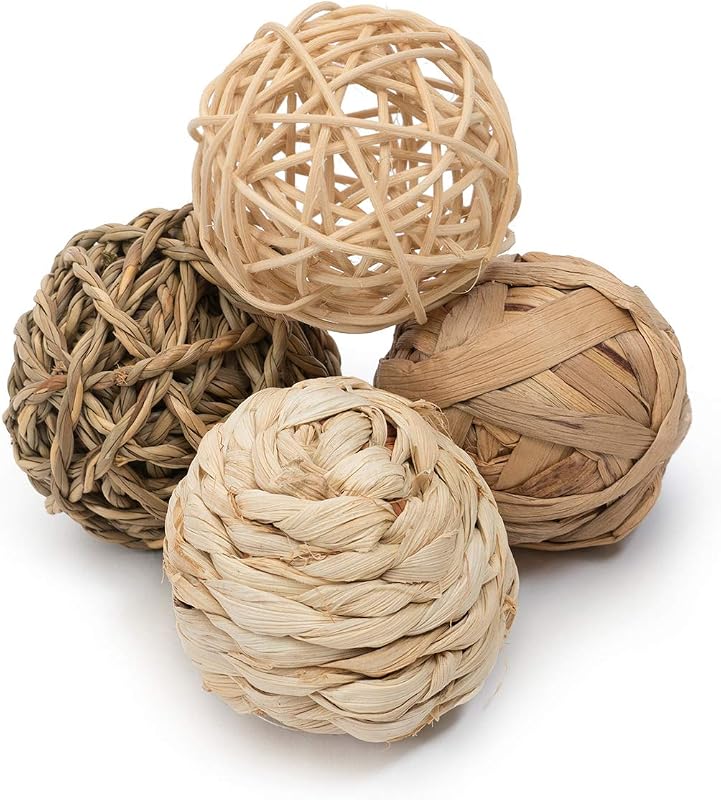 Brinquedo Natural para Roer e Brincar Niteangel para Pequenos Animais – 4 Bolas