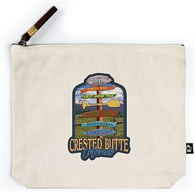 Lantern Press Crested Butte, Colorado, Destination Signpost, Contour (100% Cotton Canvas Travel Accessory Go Bag)