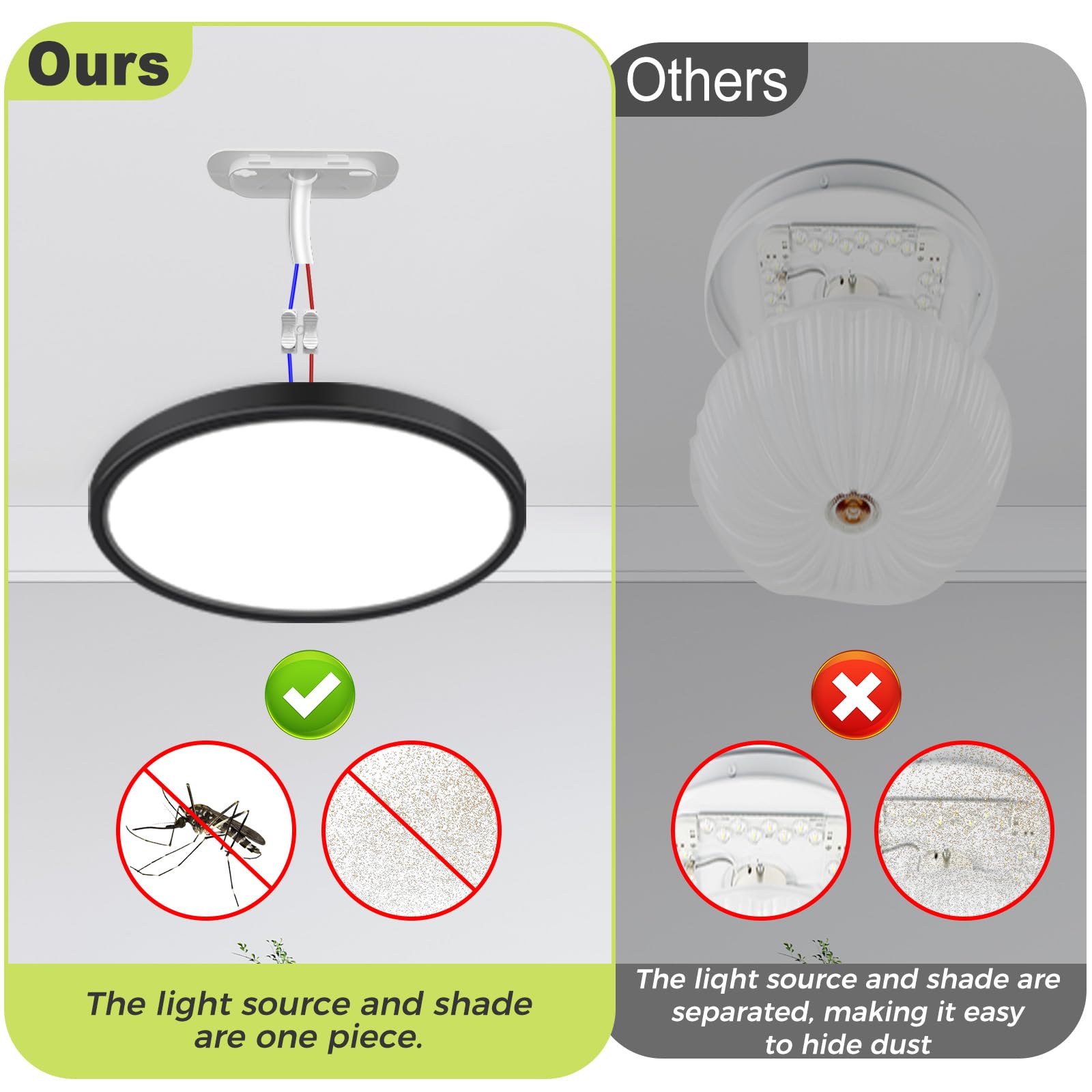 hepside Lot de 2 Plafonnier LED, 3 couleurs - 3000K/4000K/6500K, 29cm IP44 Etanche Lampe plafond,Moderne, Rond, Lampe Salle de Bain Plafond pour Salon,Chambre,Chambre d'enfant,Cuisine,Couloir,Noir