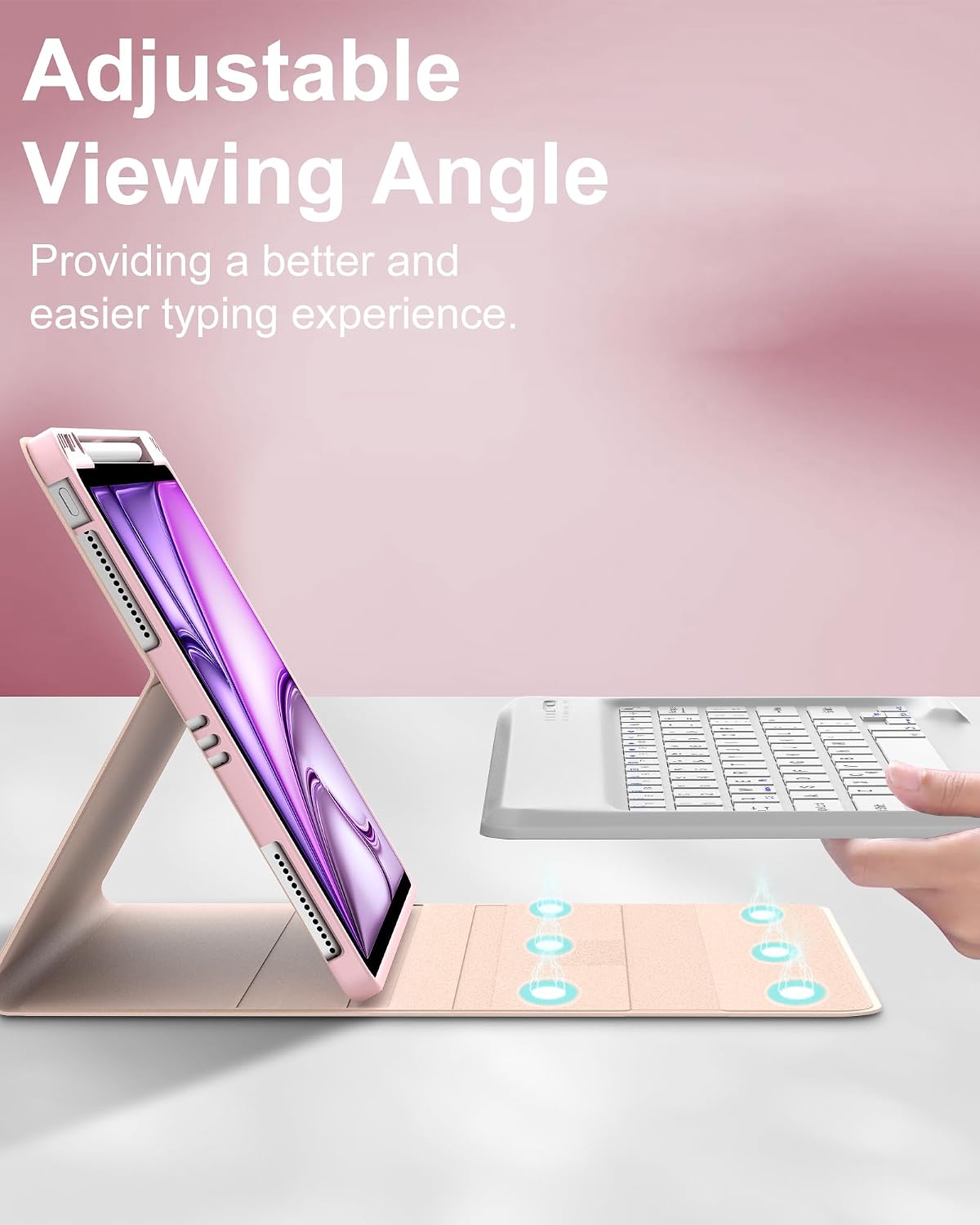Keyboard Case for iPad Air 13 inch (M4-2026/M3-2025/M2-2024) & iPad Pro 12.9 inch 6th/5th/4th/3rd Gen, Magnetic Detachable Wireless Touch Keyboard, Precise Cutouts Folio Cover Case with Pencil Holder
