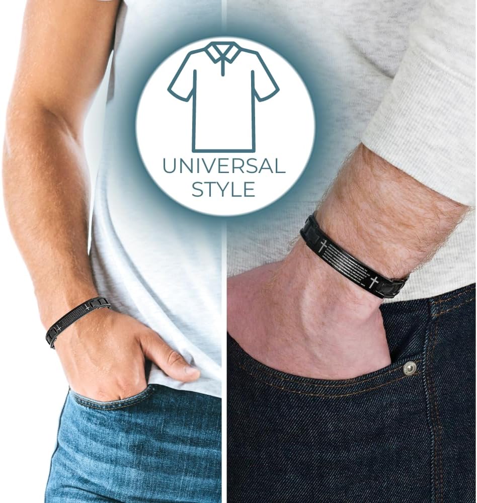 Willis Judd Christian Bracelet For Men English Lords Prayer Christian Religious Gift 8.5inch Titanium - Image 5