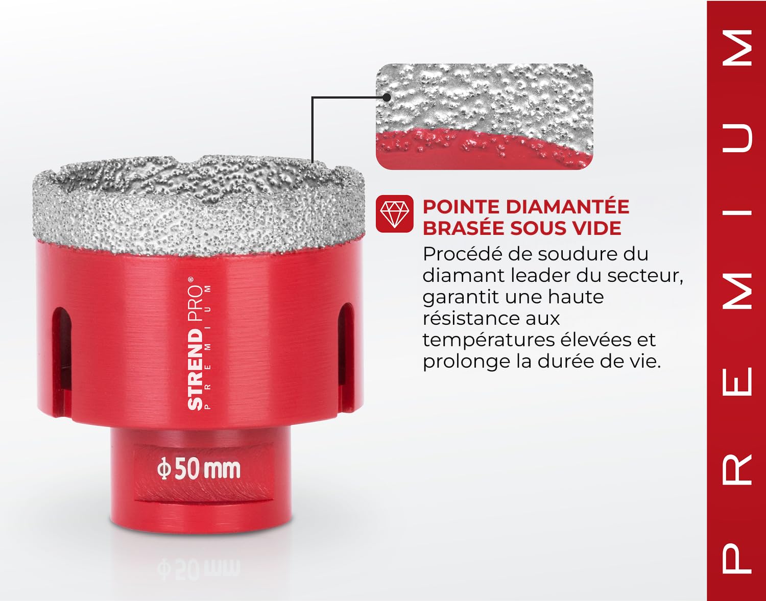 STREND PRO Scie Cloche Diamantée 68 mm pour Boîtiers Électriques et Carrelage | Filetage M14 pour Meuleuse d’Angle | Trépan pour Grès, Céramique, Granit, Marbre et Verre | Coupe Nette