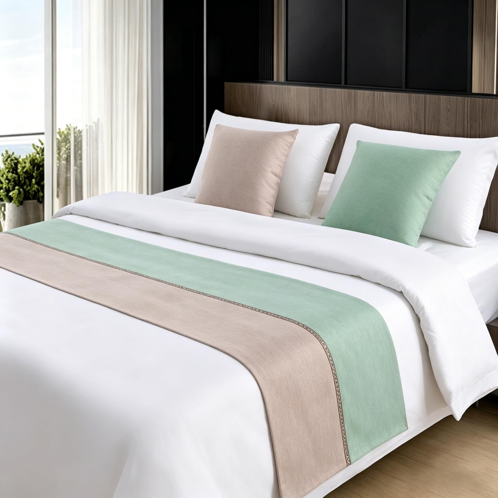 Housse de protection kaki 50x210 cm pour lit de mariage et d'hôtel