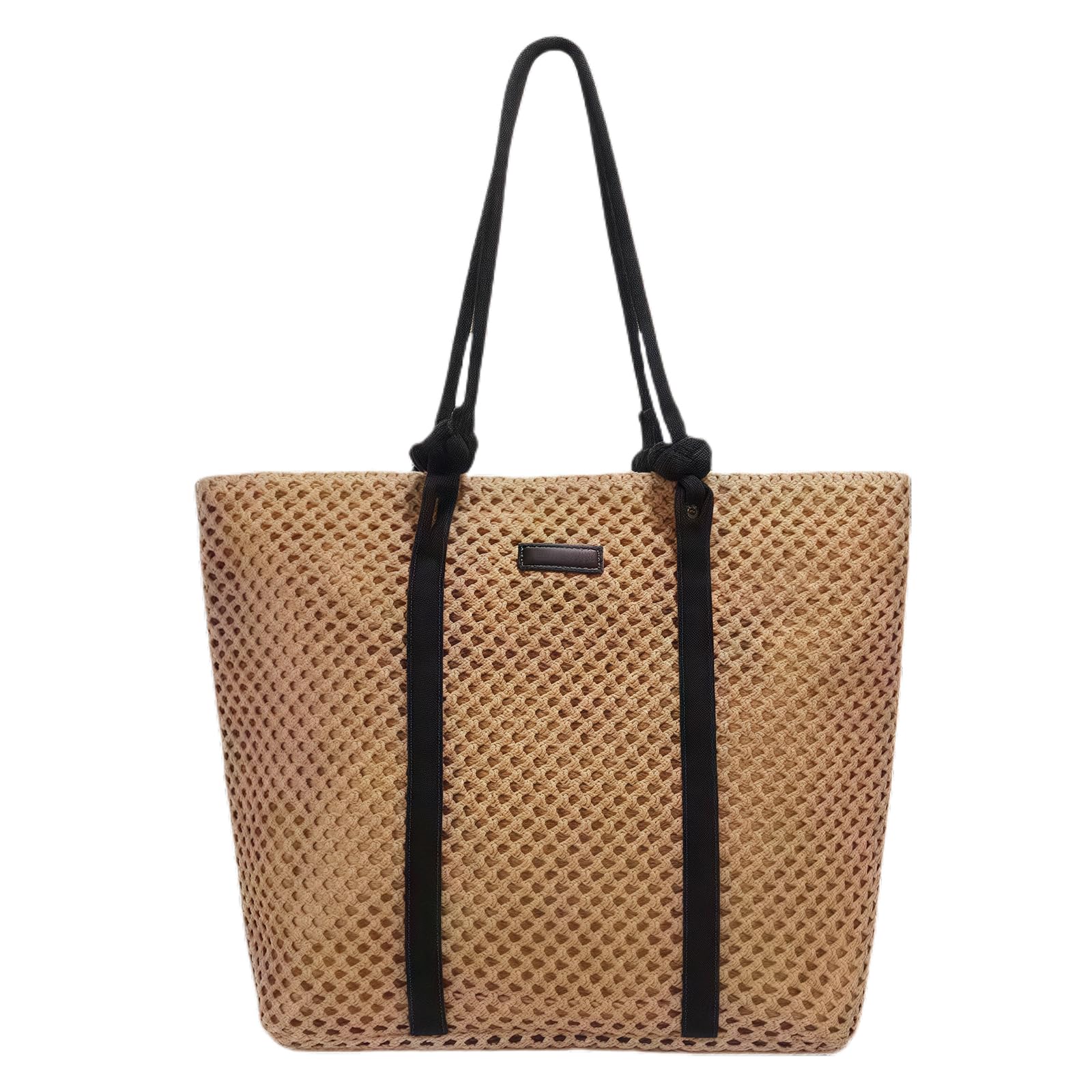 Sac en Paille à Bandoulière pour Femmes - Grand Format Tissé et Crocheté, Pour Plage et Vacances d'Été
