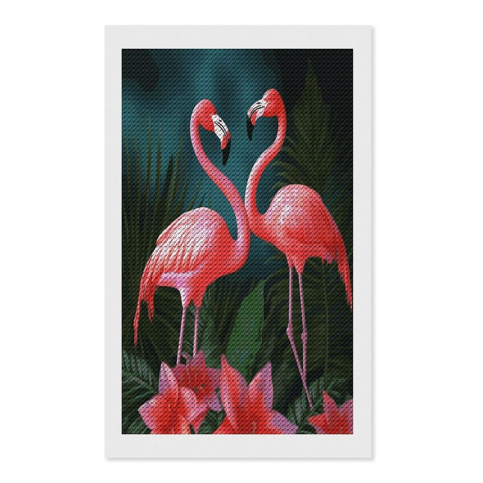 FekiLoot Flamingo Flowers Diamond Art Kits for Adults Diamond Painting Kits for Beginners DIY Diamond Art Kits Round Full Drill Diamond Dot Gem Painting for Home Wall Decor Gift 12"x20"