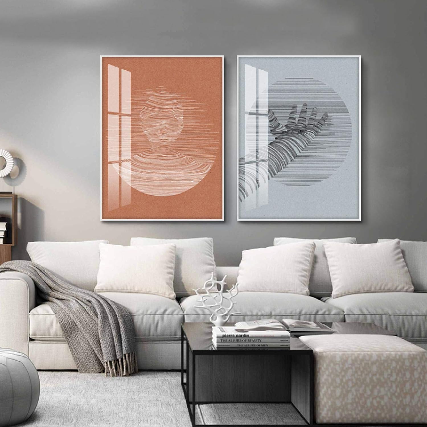 モダンな北欧のシンプルな黒と白の線キャンバス絵画抽象的な手のポスターとプリントリビングルームの家の装飾壁アート-50x70cm2pc