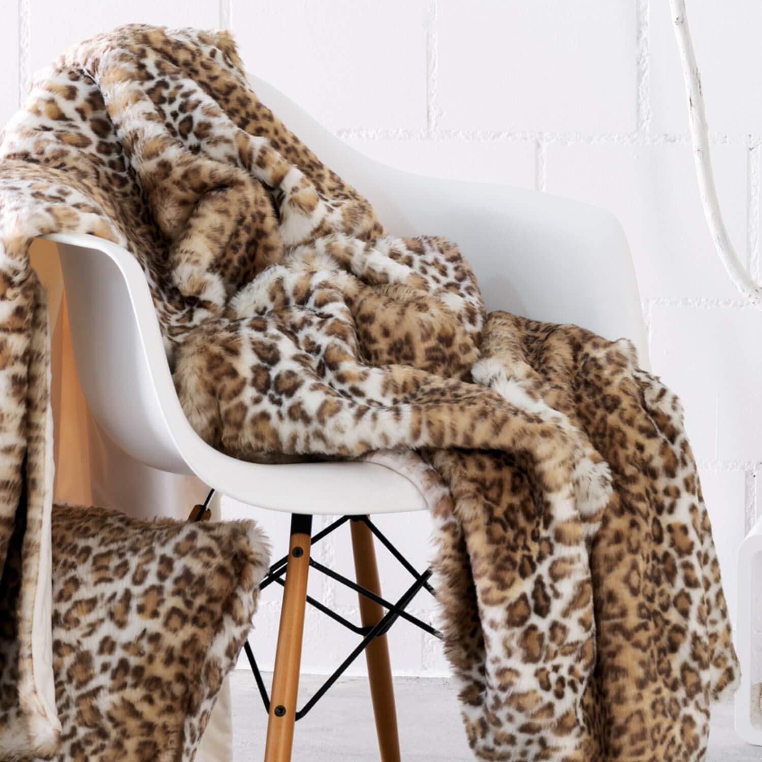 Cannon Faux Fur Throw Snow Leopard Natural Snow Leopard Faux Fur Throw
