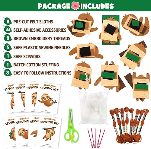 Miniatura 31 de CiyvoLyeen Kit de costura para niños – Juego de costura DIY Safari Jungle Animales Felpa Adornos de Fieltro para niñas y niños de 7 a 12 años, kit