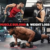 Vista 6 de PAPABABE Hex Dumbbell Set with Rubber Grip 2.5-125lb, Odorless Rubber Coated Weight Fixed Dumbbells Set of 2, Weights for Women at Home, Hand