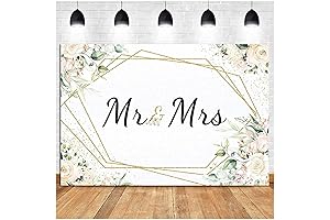 Mr & Mrs White Floral Bridal Shower Backdrop for Wedding Reception