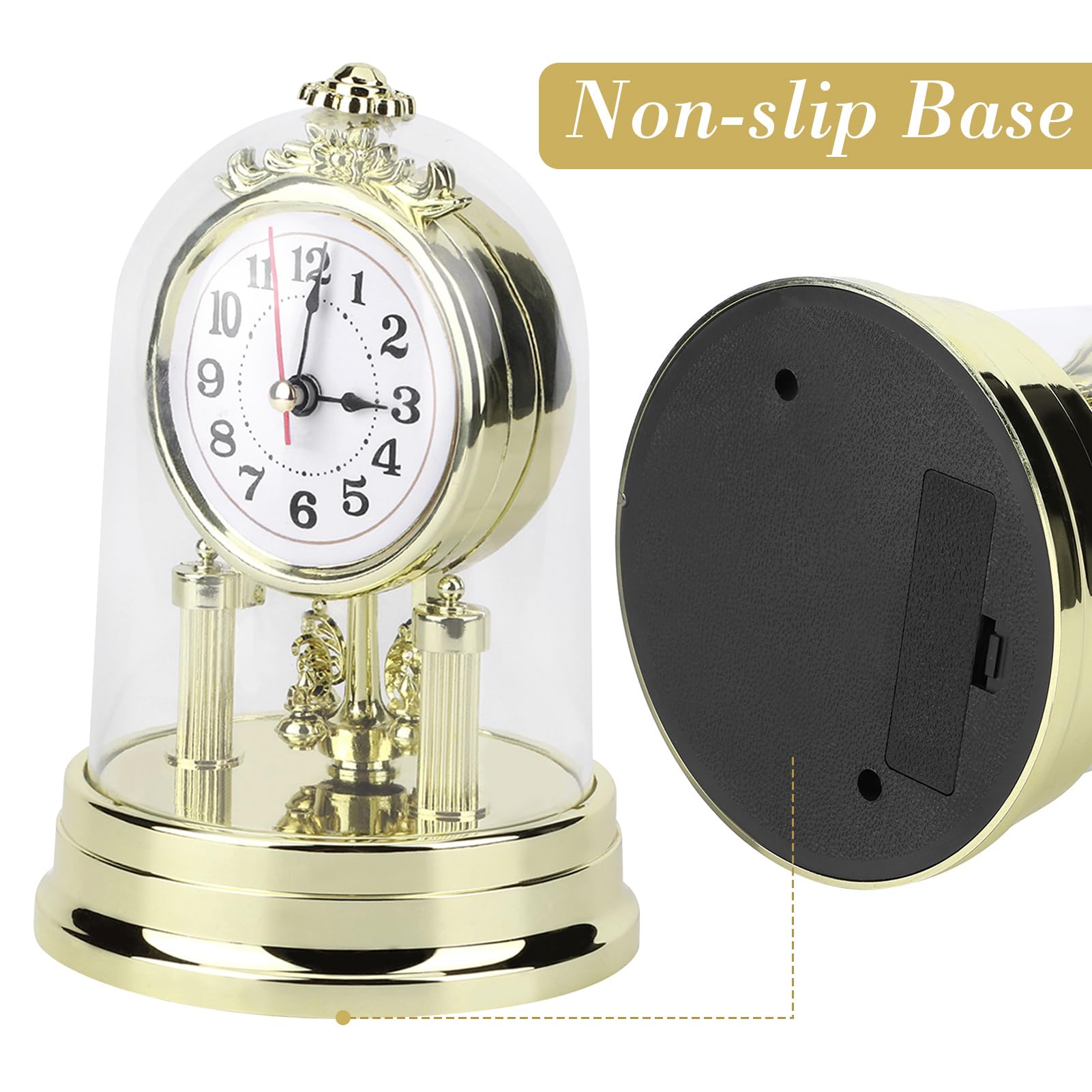 Wakects Orologio da Parete Stile Europeo Retrò, Decorazione per Soggiorno Camera da Letto Ufficio, 11 x 17 cm, Oro