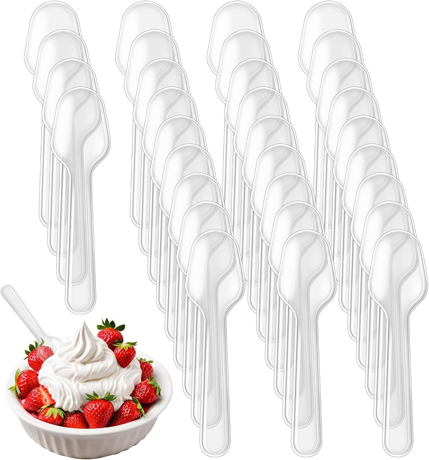 500Pcs Mini Spoons for Desserts, Disposable Clear Plastic Tasting Spoons, Small Sample Spoon for Ice Cream, Jelly Pudding, Yogurt, Cake, Appetizer (3 Inch)