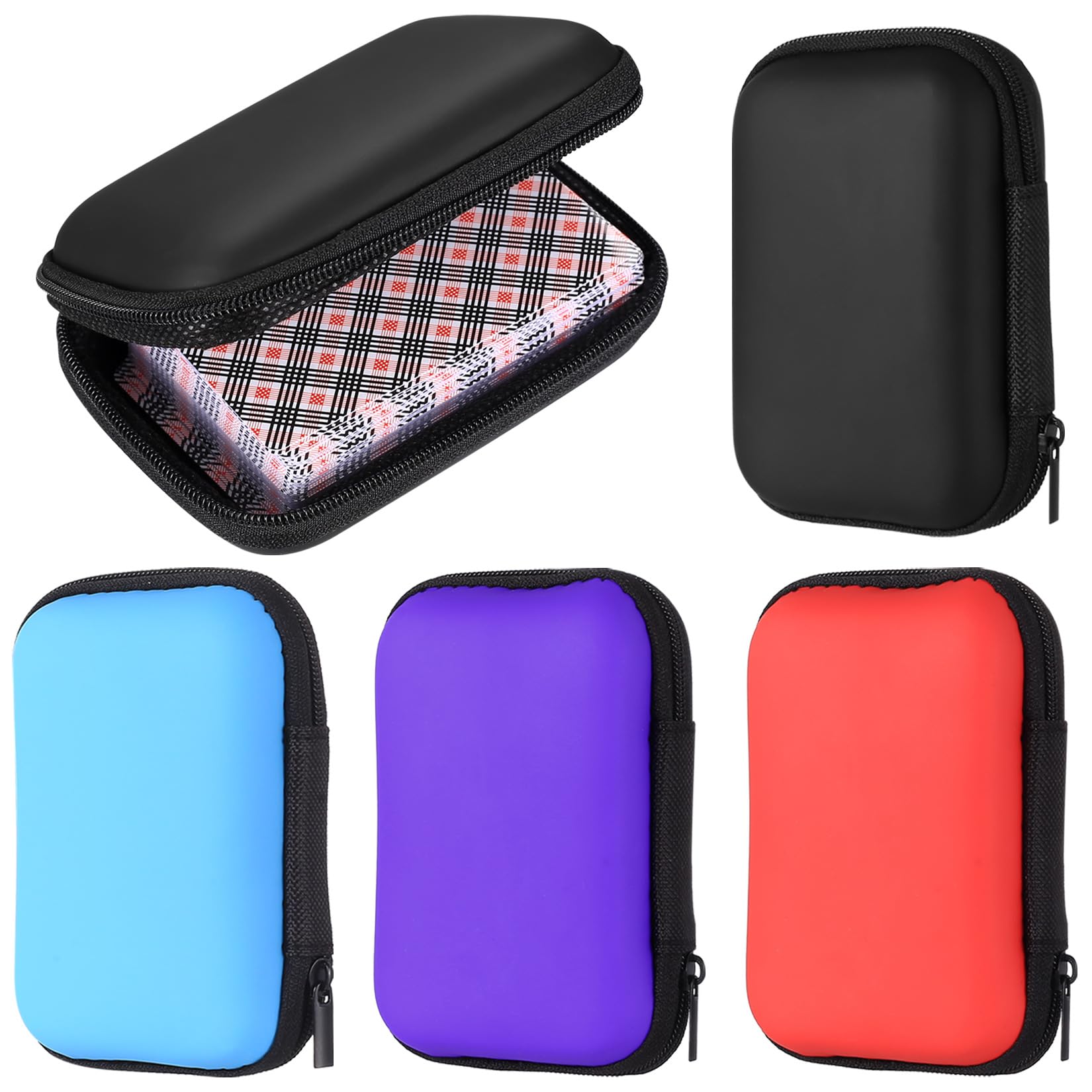 YiLUXmyyxgs 4 stuks speelkaartenbox, speelkaartenetui voor UNO kaartenbox, tas, kaartenopbergdoos voor UNO Flip kaartspel box, of hoofdtelefoon, datakabels dozen (4 kleuren, 12 x 8 x 4 cm
