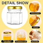 GIVAMEIHF Mini Bocals à miel 1,5oz,48 pcs pots de miel Hexagon avec dipper, couverture or, pendentif d'abeille,Bacs cadeaux d'or,rope,Merci Tags,Bocaux de verre avec couvercles,Baby Douche,Favorisants de mariage,Favoris de parties