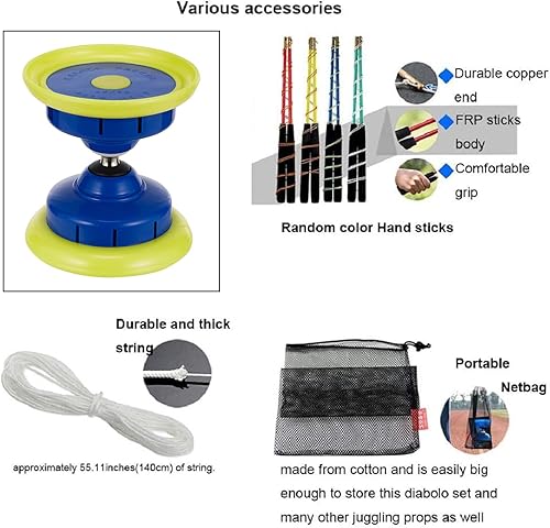Miniatura 6 de Diábolo de yoyo chino con sonido de silbato, triple rodamientos Diábolo, juguetes de malabarismo de yoyos chinos, diábolo colorido con palos de