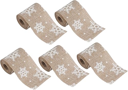 COHEALI 5pcs lino impreso cinta retro decoración hecha a mano regalos guirnalda decoración regalo cinta de envoltura de regalos cinta de lino copo