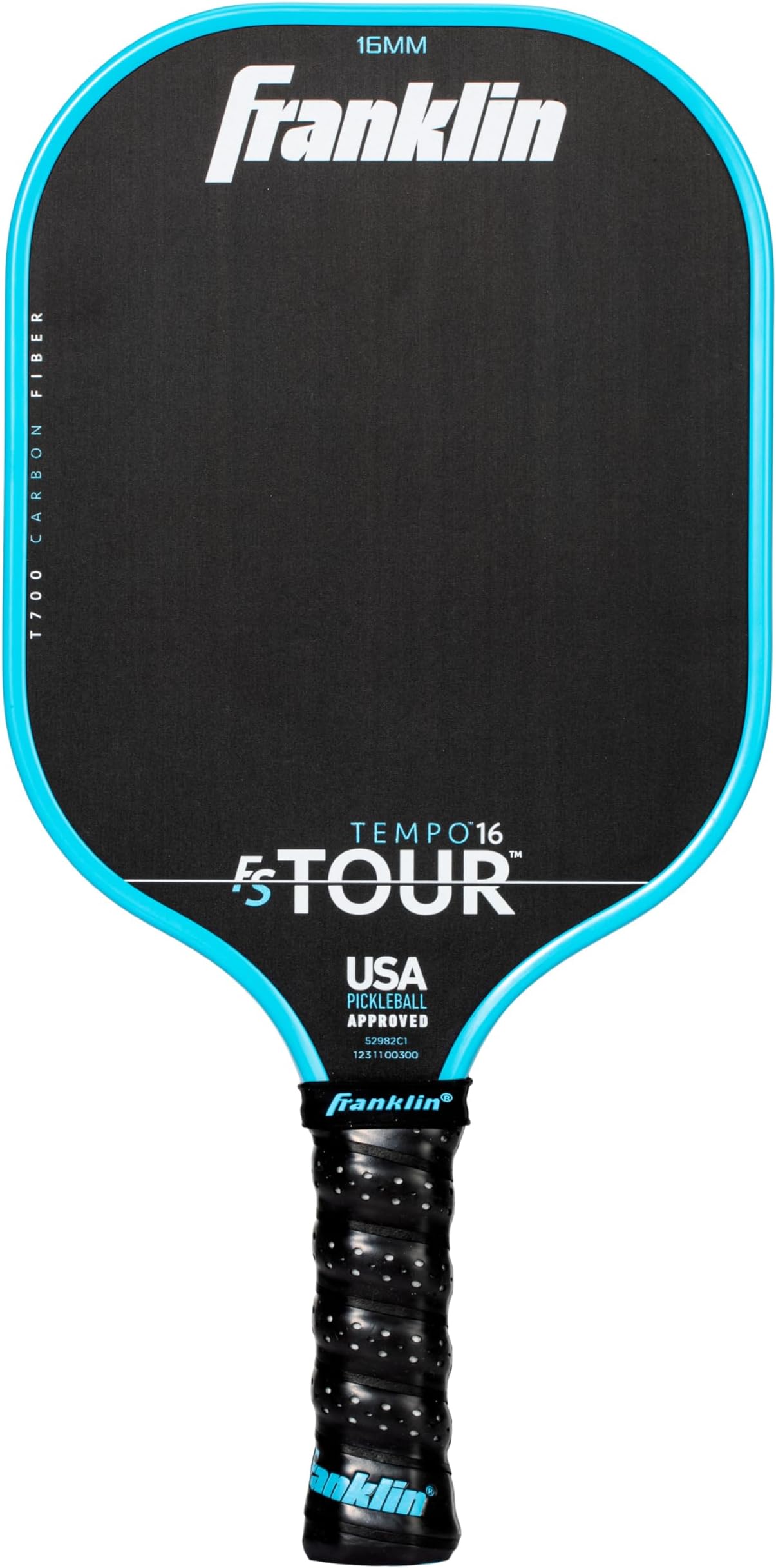Franklin Sport Pro Pickleball Paddles - FS Tour Series Carbon Fiber Paddles - Official USA Pickleball (USAPA) Approved - Tempo Pro Player - 16mm Polymer Core - Blue