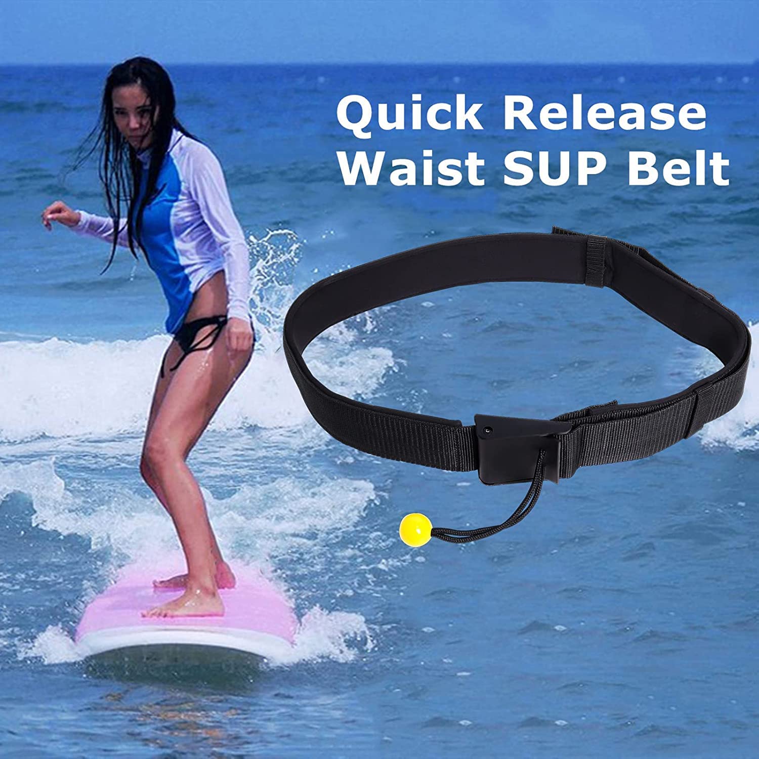 Poweka Cinturino in Vita SUP per Paddleboard Stand Up, Cinturino in Vita Regolabile a Sgancio Rapido per Surf Sport Acquatici