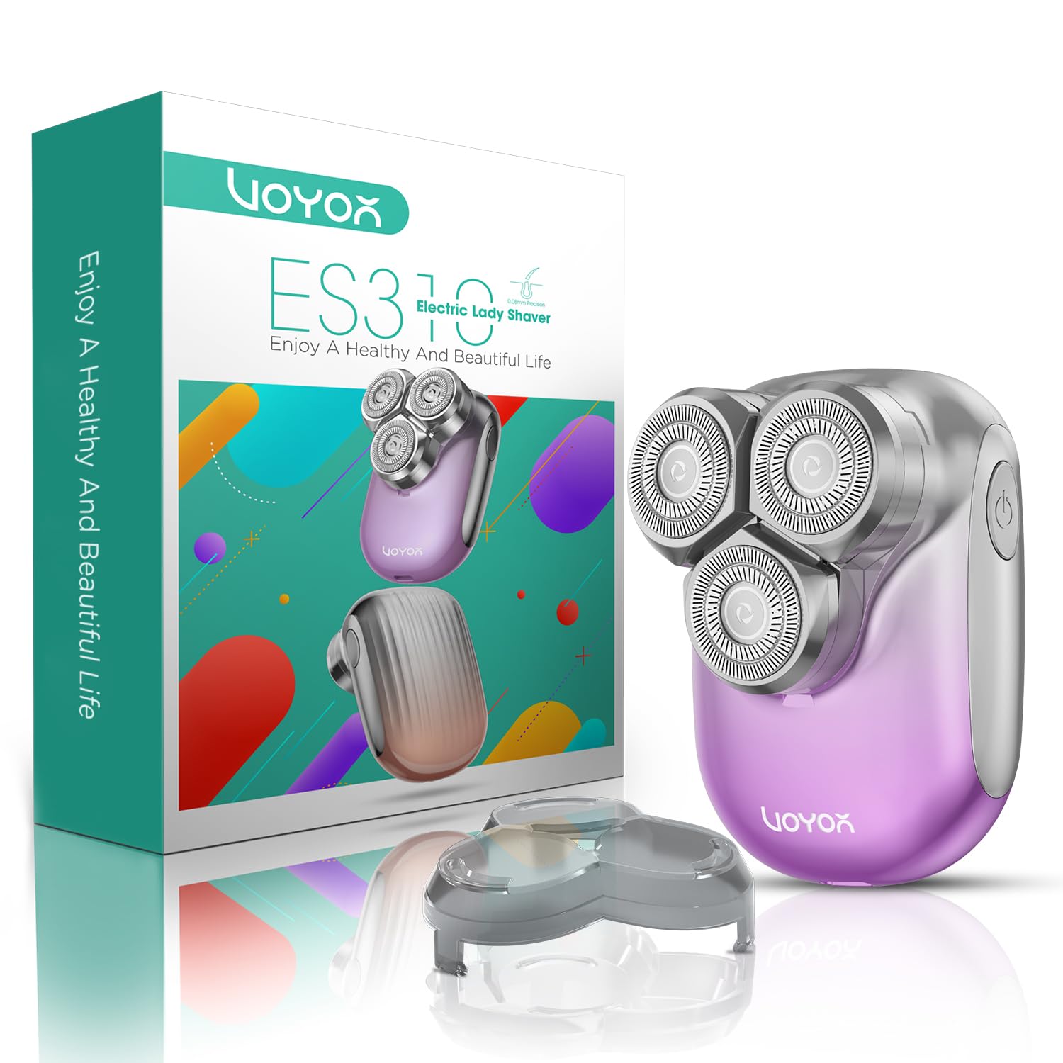 Lady Shavers for Women Rotary Bikini Trimmer Women, Portable Ladies Razors Facial Hair Remover Legs Face Body Shaver Type-C Rechargeable Bikini Razor Waterproof Shaver ES310 (Purple)