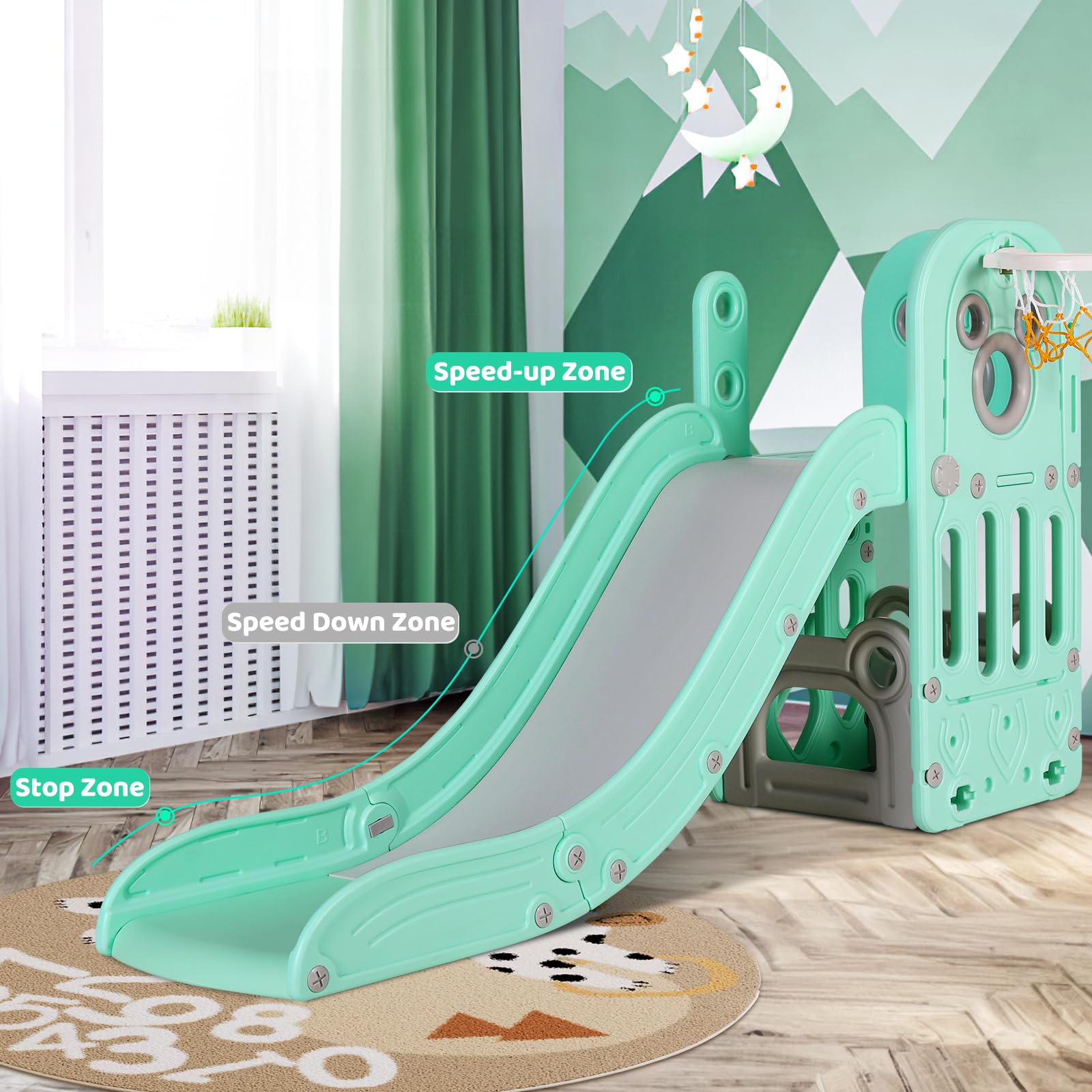 Toddler Outdoor Slide Arlopu Kids Slide L-Shaped, In Slide