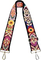 TCOMVEZ Embroidery Flower Purse Strap Replacement - 2 Inch Wide Adjustable Crossbody for Handbags, Totes & Guitar Bags