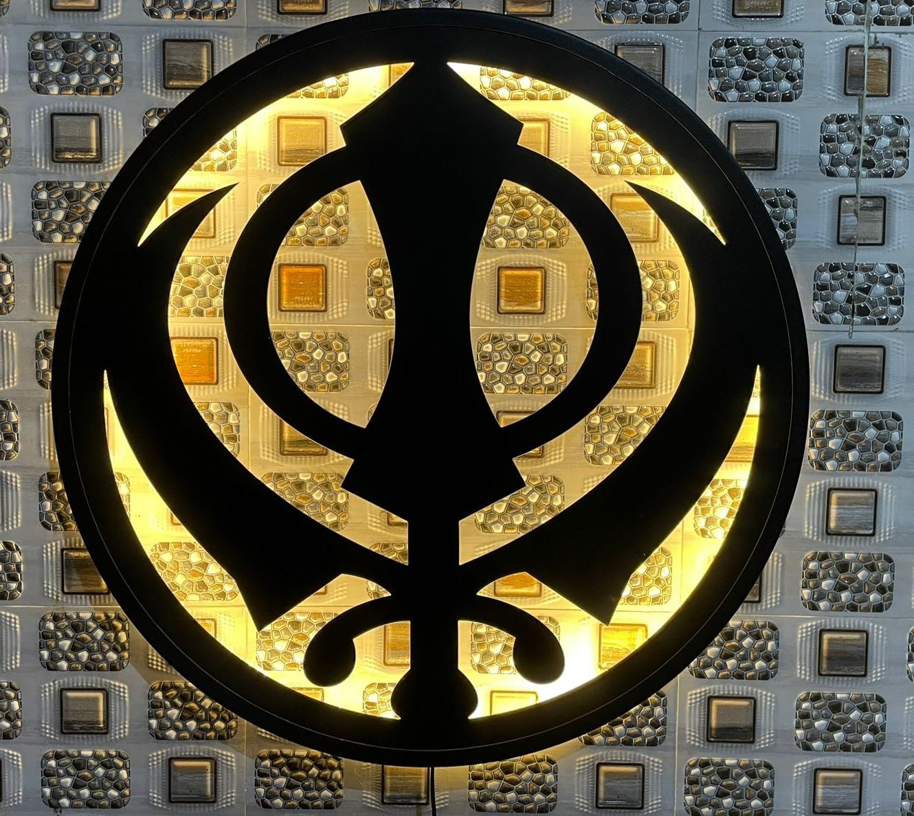 M.K Handicraft Khanda Wall Decor, Sikh Religious Symbol Wall Art for Dining/Kids/Living Room/Bedroom/Office/Home, Metal Laser Cut Wall Hanging (60 cm, 24 inches, 2 feet) 1