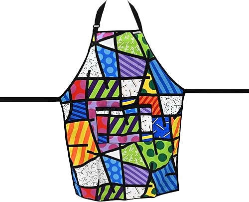 BRITTO Delantal de cocina - Exterior 100% poliéster, forro 100% algodón, paisaje colorido, Varios colores