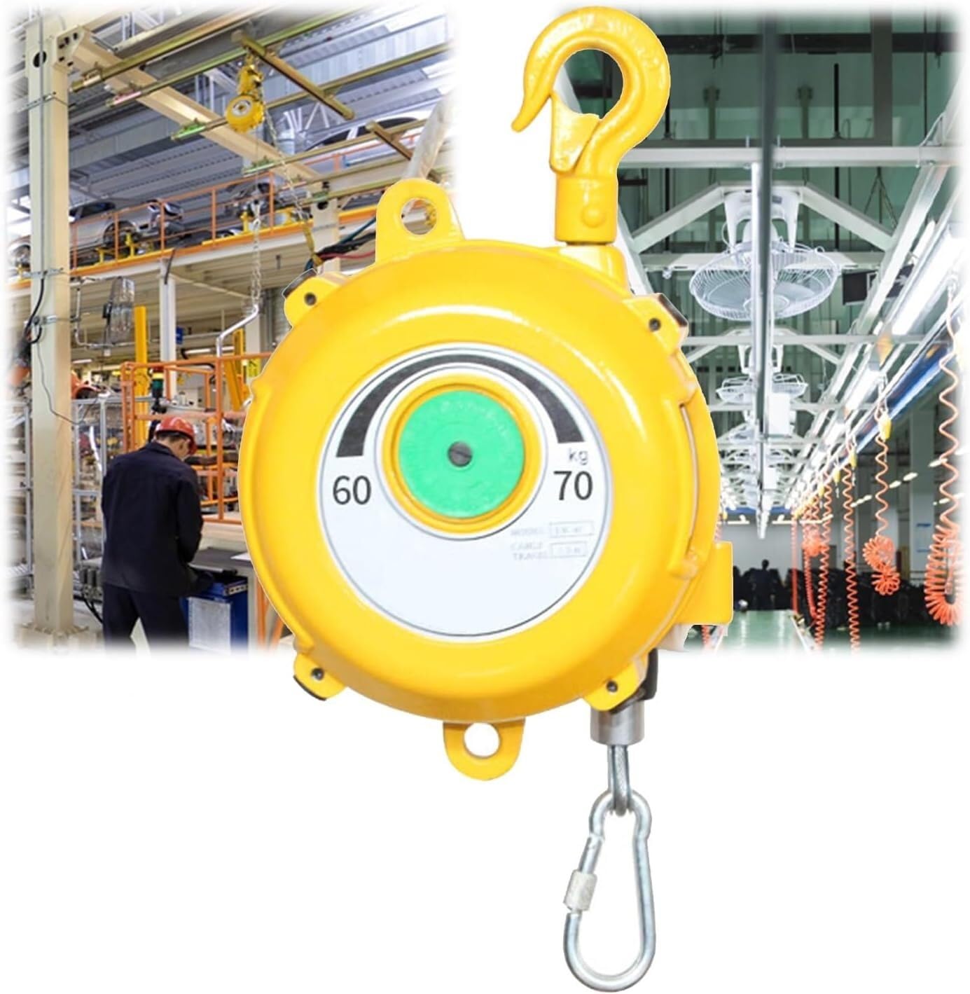 VUIKLCty Spring balancer tool Balancer with wire rope and hook for workshop and automotive equipment(Size : 60-70kg)