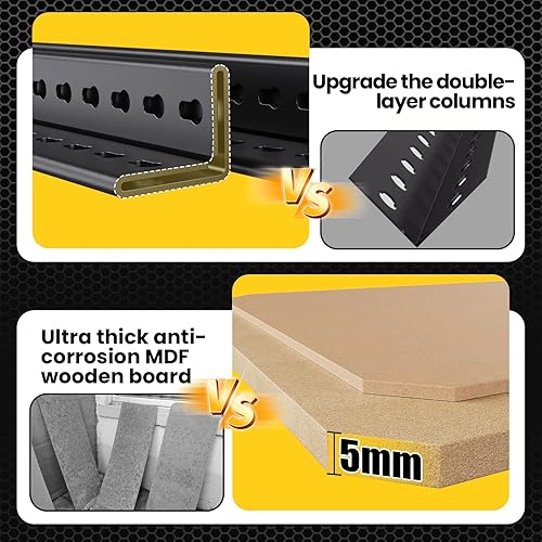 Miniatura 5 de Estantería de garaje de 72 pulgadas de alto x 46 pulgadas de ancho, estantes de garaje ajustables, estantes de almacenamiento de 2500 libras,