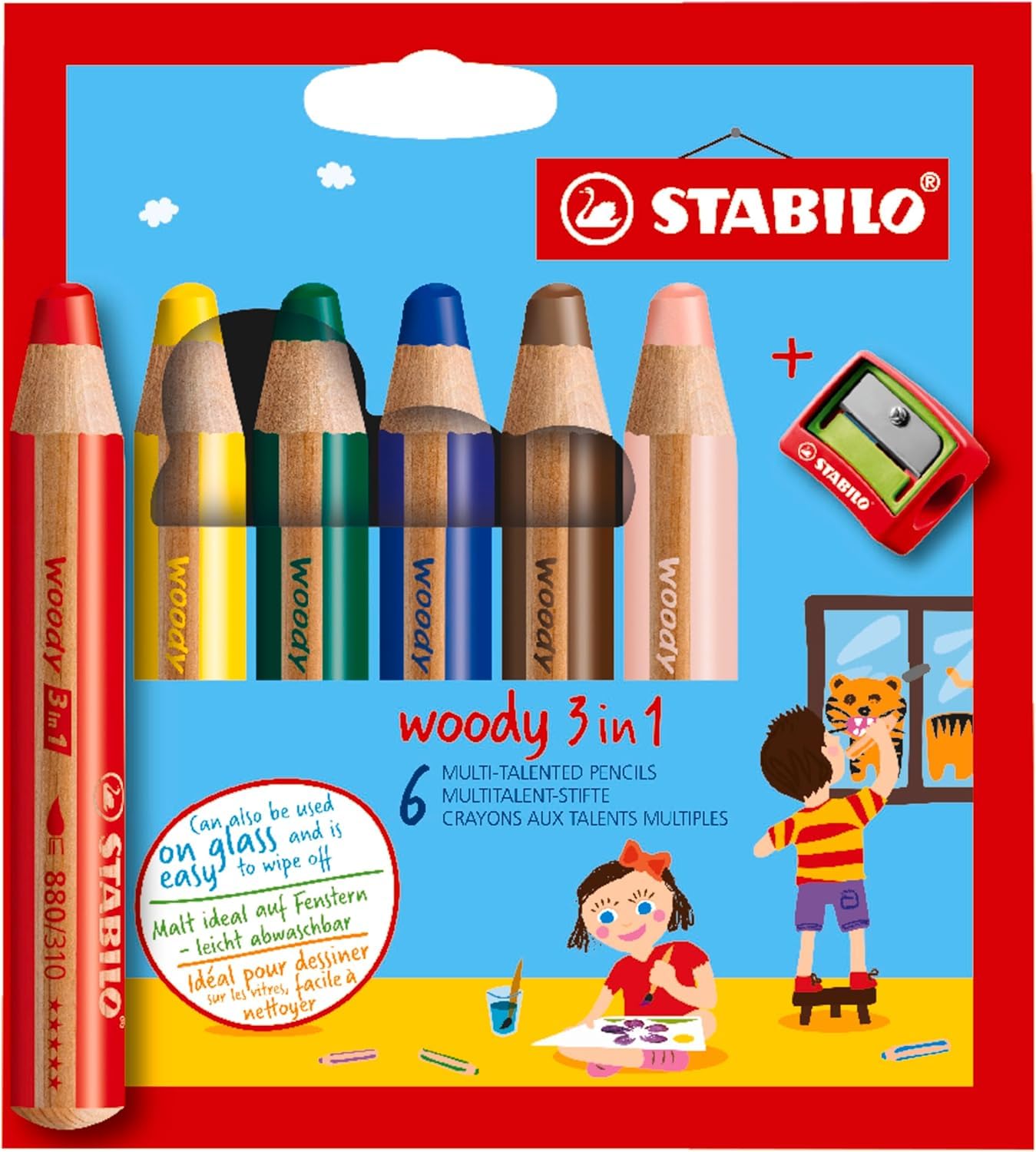 Amazon.co.jp: STABILO (スタビロ) ウッディ 色鉛筆 鉛筆削り付き