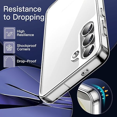 Vista 5 de JETech Funda para Samsung Galaxy S24 5G, Protector con Parachoques Antiamarillento a Prueba de Golpes, Cubierta Protectora para Teléfono Transparente